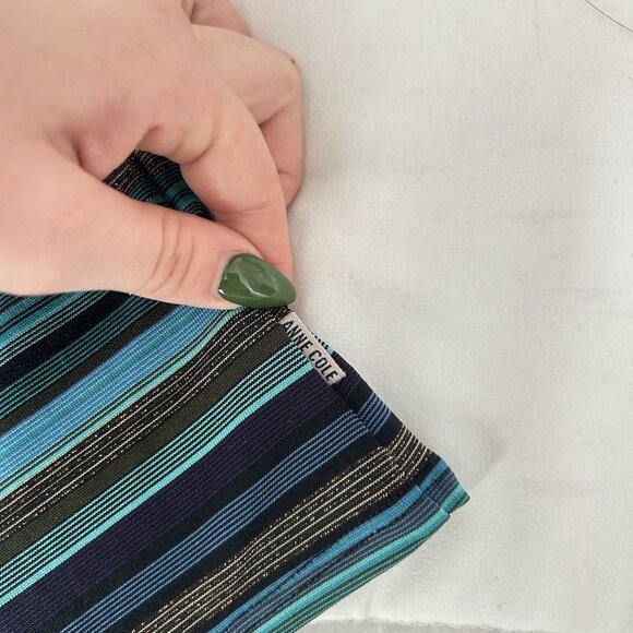 Anne Cole Womens Small S Swim Triangle Tankini Top Striped Blue Summer Y2K - Picture 6 of 7